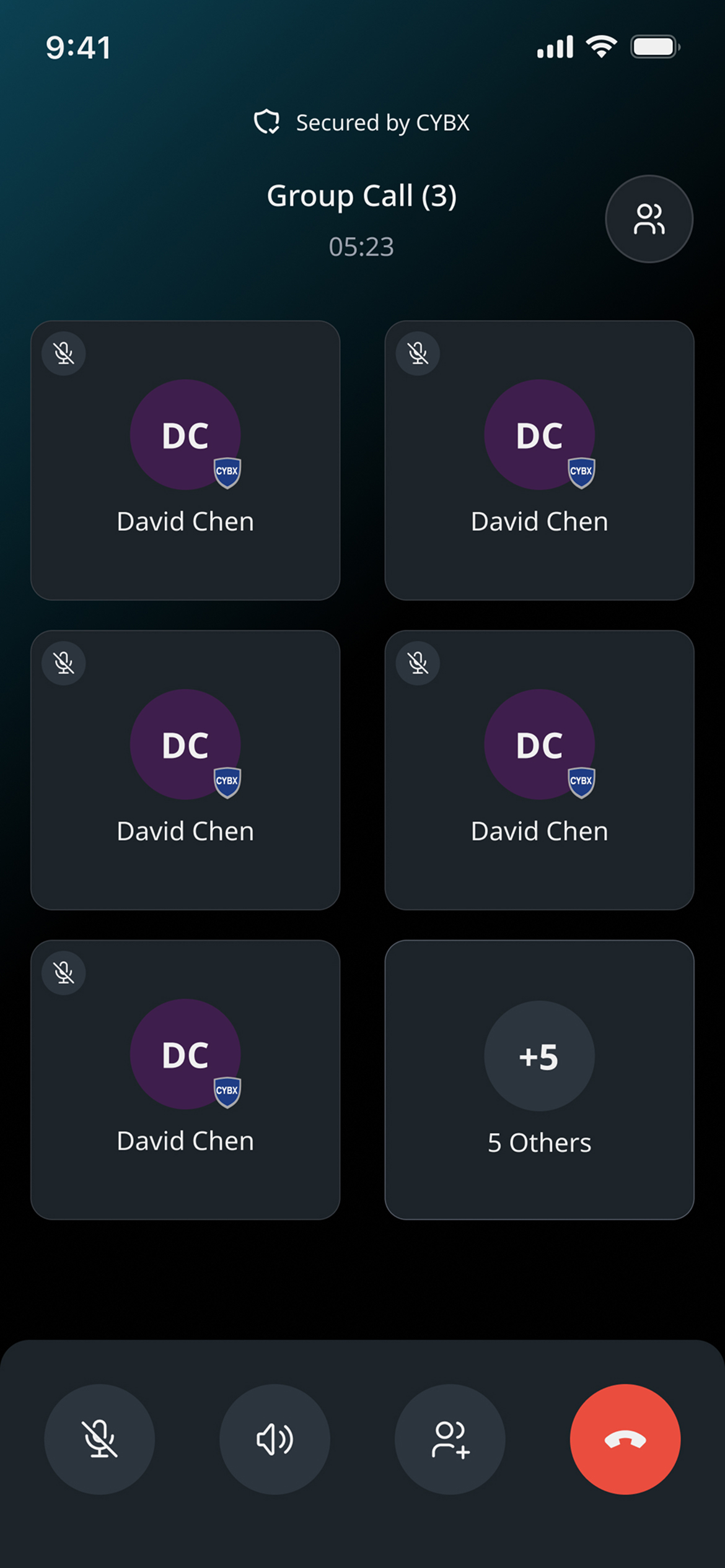CYBX App - Group Call Screen